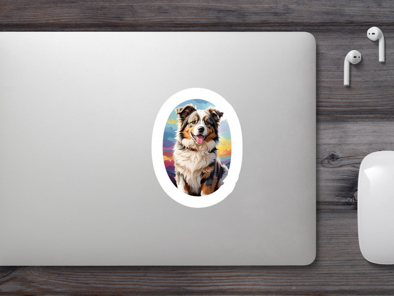 Set 12 bucati, Sticker decorativ, Caine ciobanesc australian Shepherd dog, Rezistent la apa, NO2461, 6 cm, Multicolor