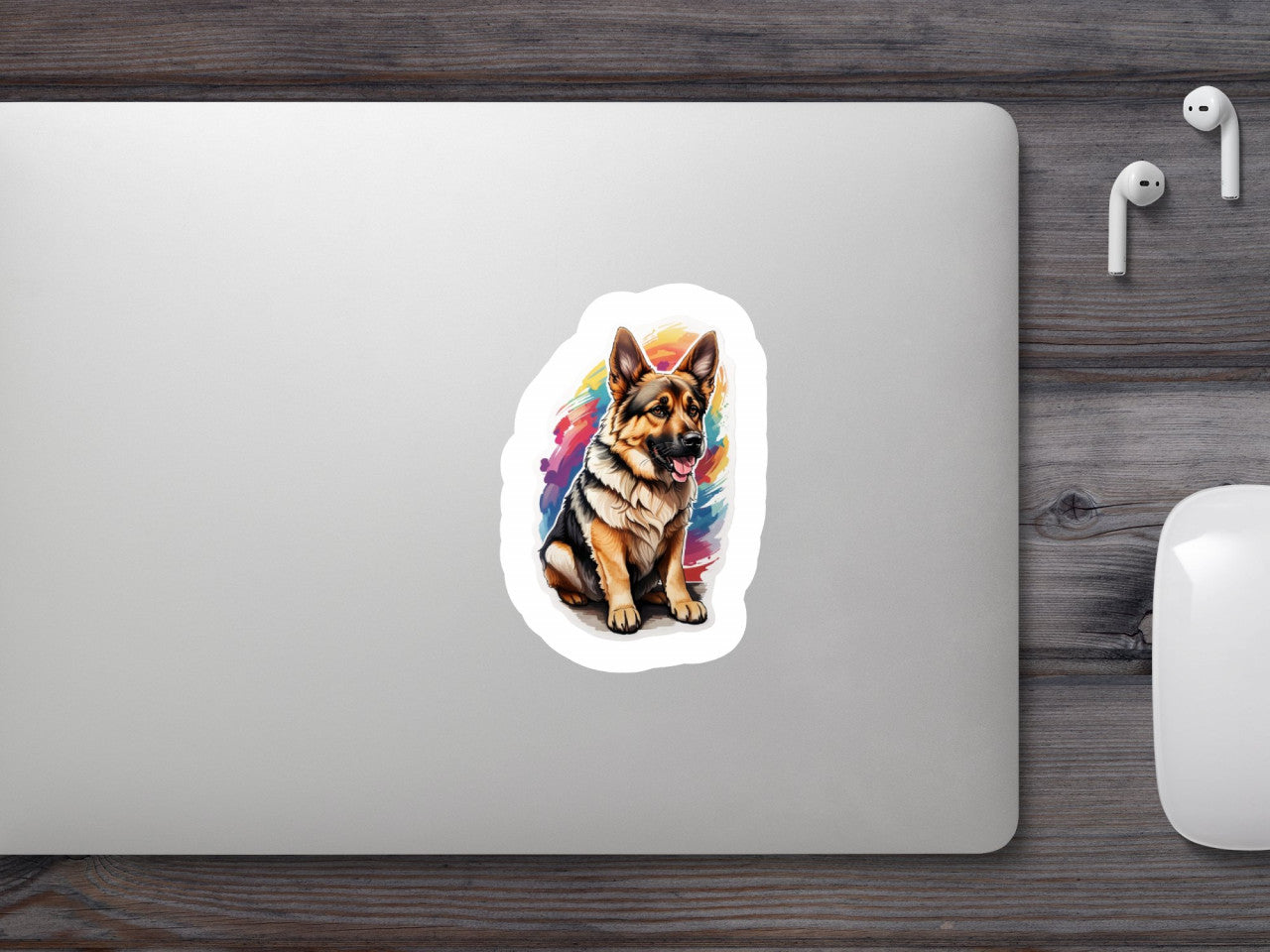 Set 12 bucati, Sticker decorativ, Caine ciobanesc german, Rezistent la apa, NO2956, 6 cm, Multicolor