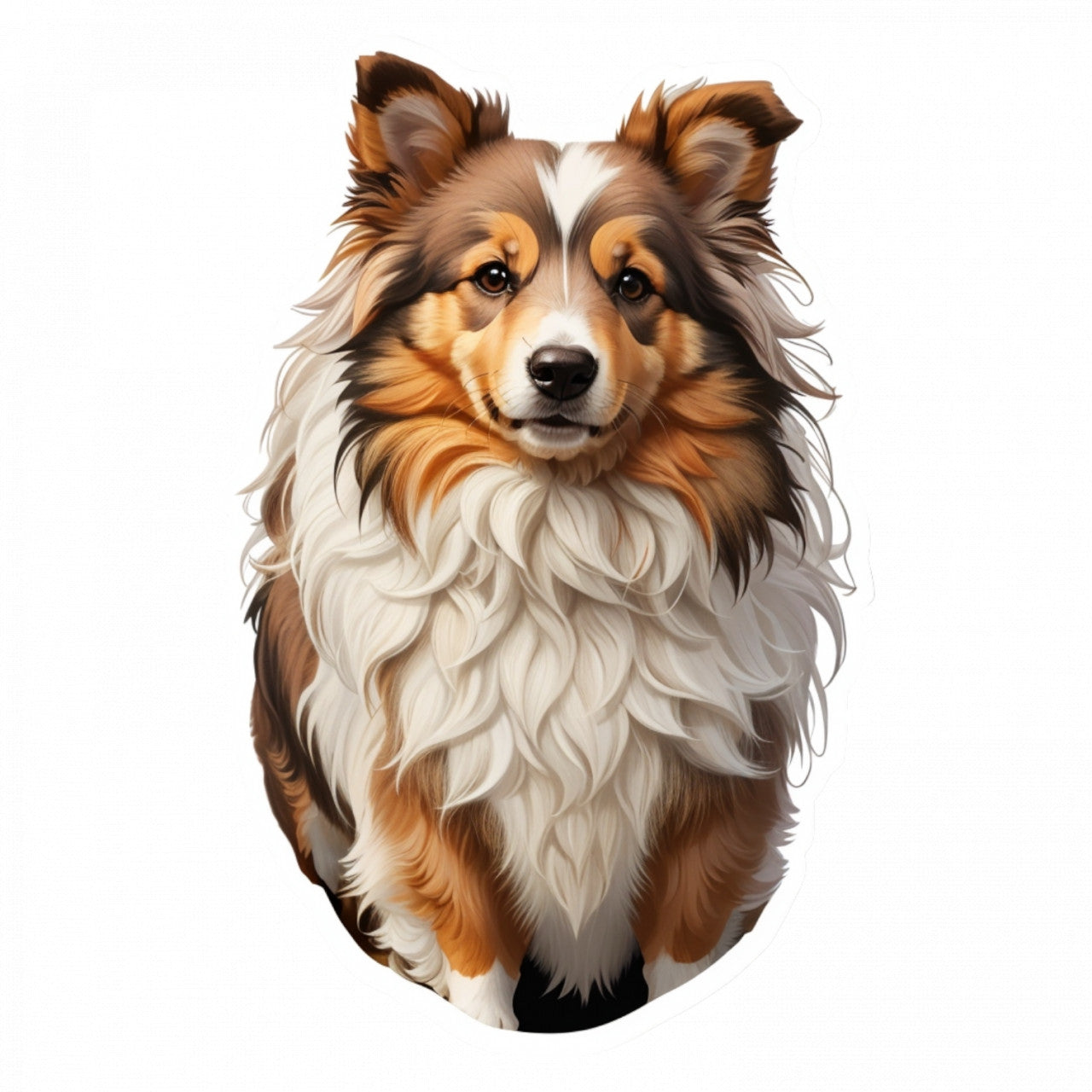 Set 12 bucati, Sticker decorativ, Caine Ciobanescde Shetland, Rezistent la apa, NO3553, 6 cm, Multicolor