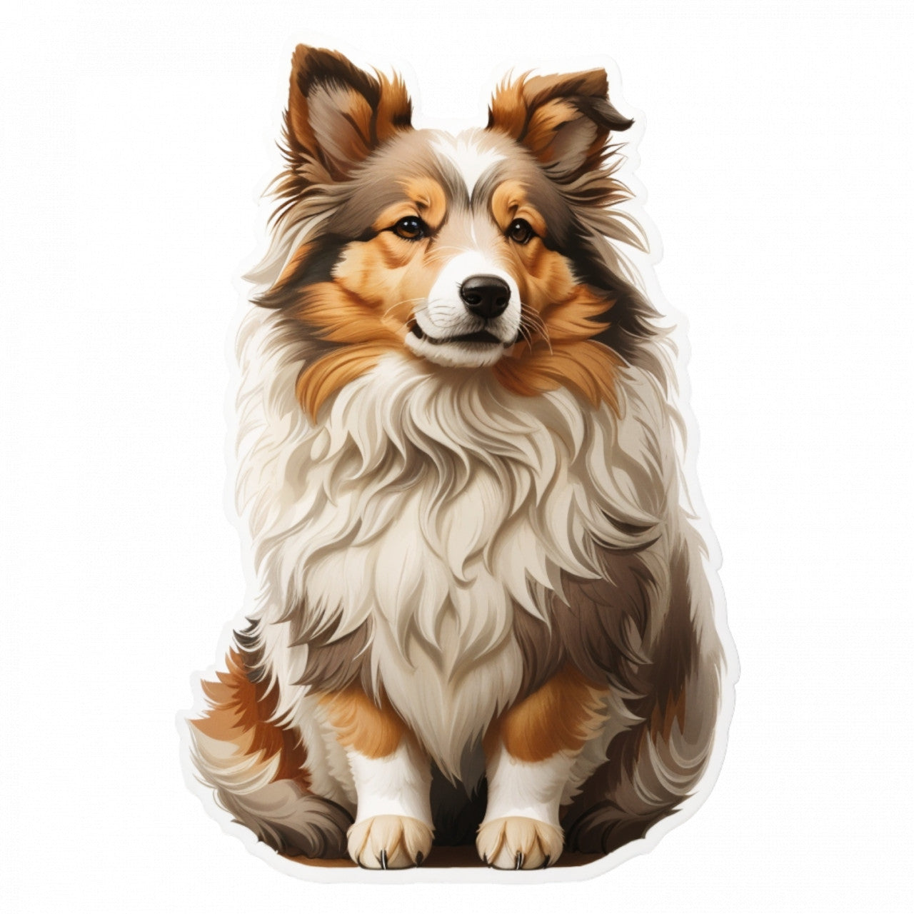 Set 12 bucati, Sticker decorativ, Caine Ciobanescde Shetland, Rezistent la apa, NO3557, 6 cm, Multicolor