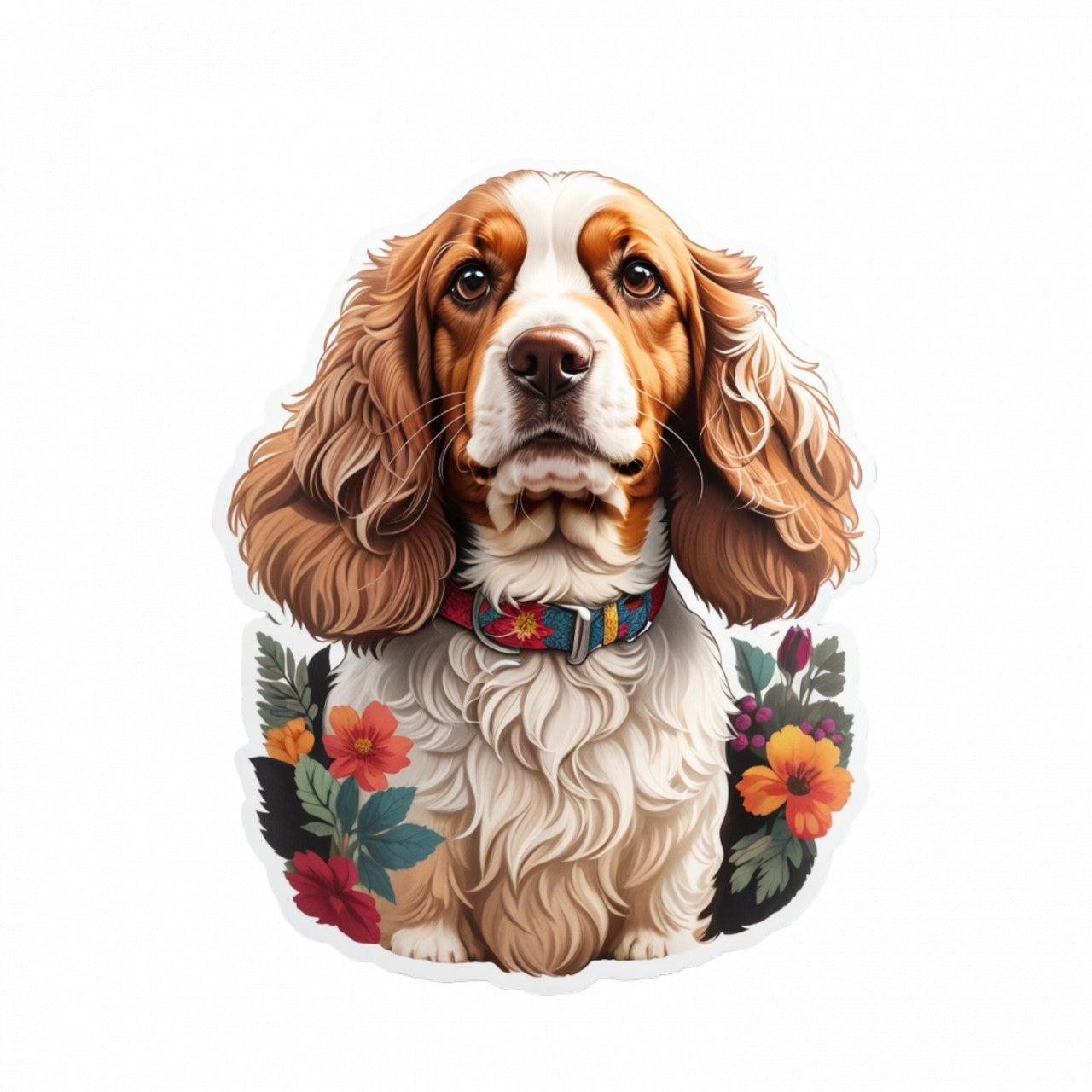 Set 12 bucati, Sticker decorativ, Caine cocker spaniel cu zgarda, Rezistent la apa, NO2863, 6 cm, Multicolor