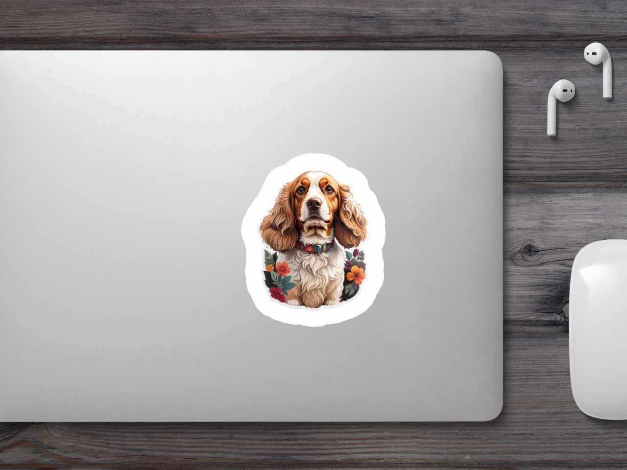 Set 12 bucati, Sticker decorativ, Caine cocker spaniel cu zgarda, Rezistent la apa, NO2863, 6 cm, Multicolor