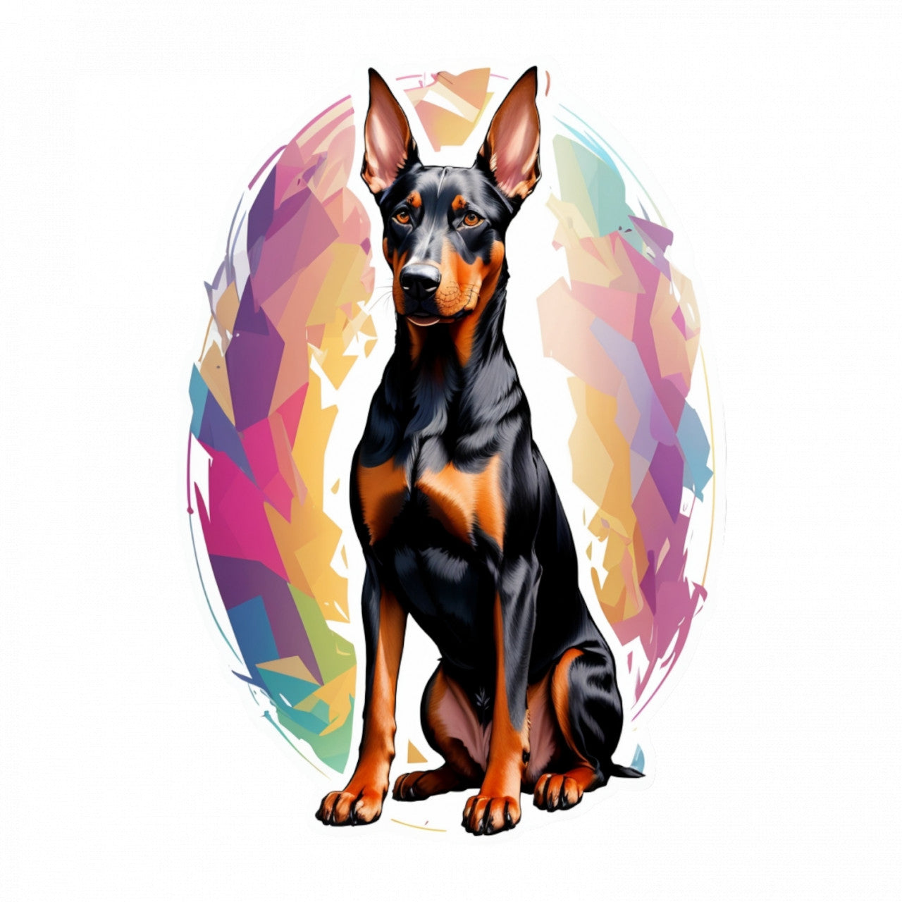 Set 12 bucati, Sticker decorativ, Caine Doberman, Rezistent la apa, NO2839, 6 cm, Multicolor