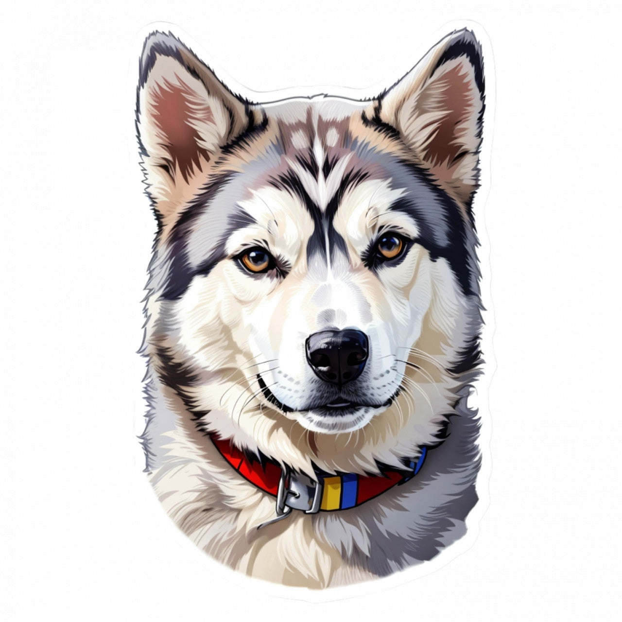 Set 12 bucati, Sticker decorativ, Caine Husky siberian, Rezistent la apa, NO3578, 6 cm, Multicolor