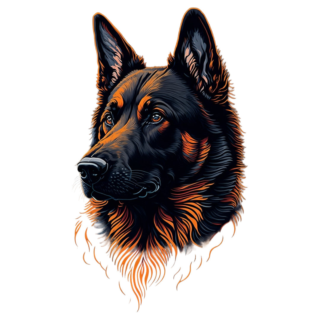 Set 12 bucati, Sticker decorativ, Caine Lup German Shepherd, Rezistent la apa, NO3824, 6 cm, Multicolor