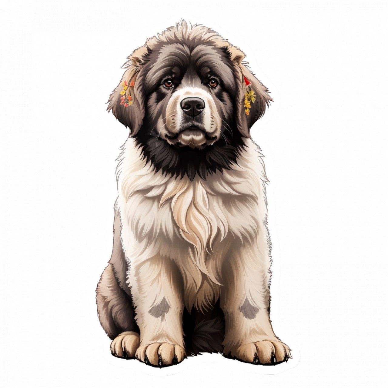 Set 12 bucati, Sticker decorativ, Caine Newfoundland, Rezistent la apa, NO3307, 6 cm, Multicolor