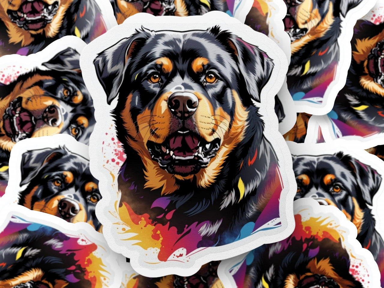 Set 12 bucati, Sticker decorativ, Caine Rottweiler, Rezistent la apa, NO3503, 6 cm, Multicolor
