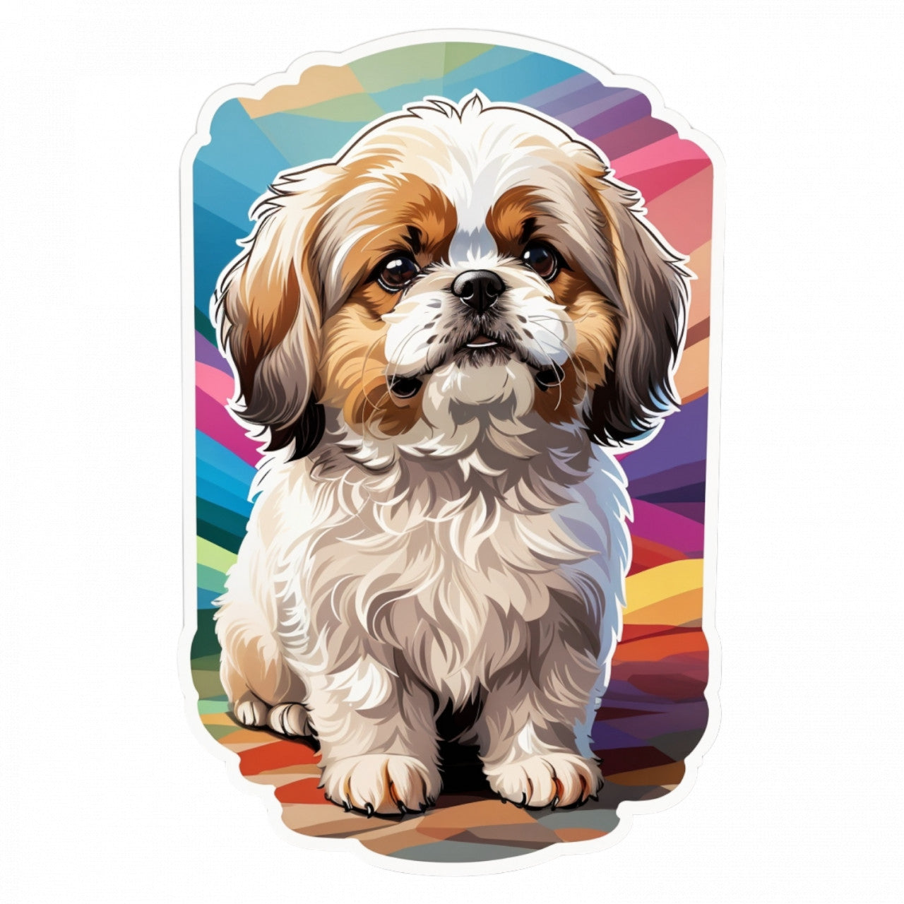 Set 12 bucati, Sticker decorativ, Caine Shih Tzu, Rezistent la apa, NO3570, 6 cm, Multicolor