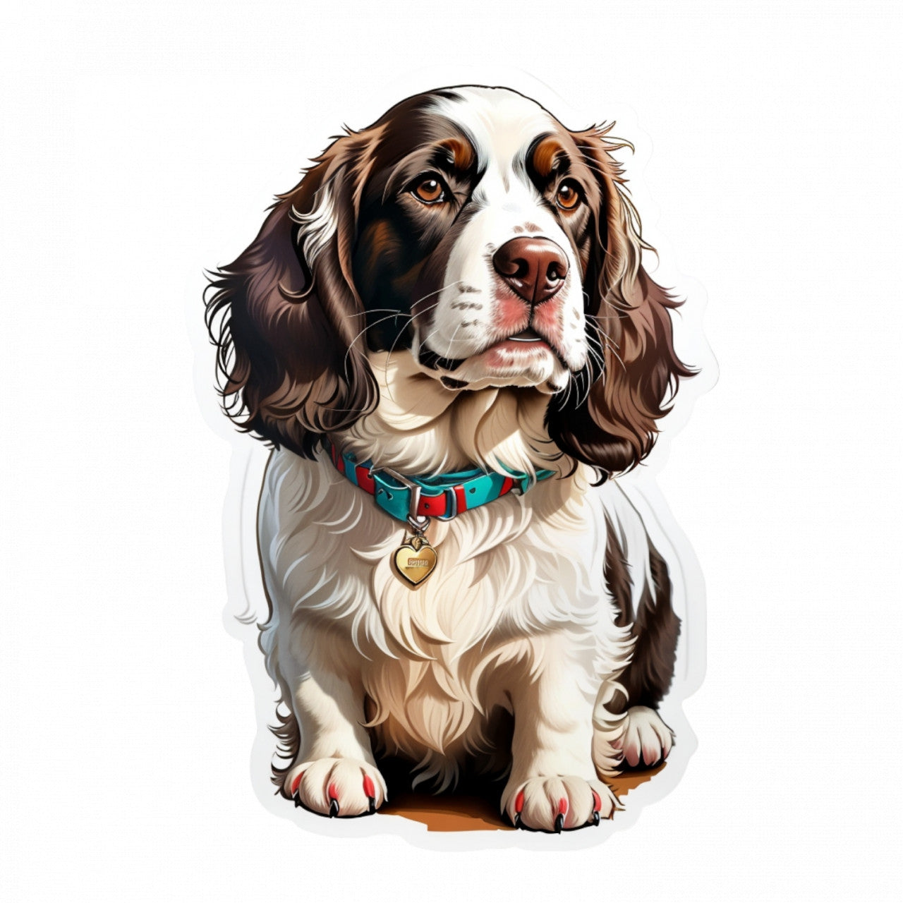 Set 12 bucati, Sticker decorativ, Caine springer spaniel cu zgarda, Rezistent la apa, NO2871, 6 cm, Multicolor