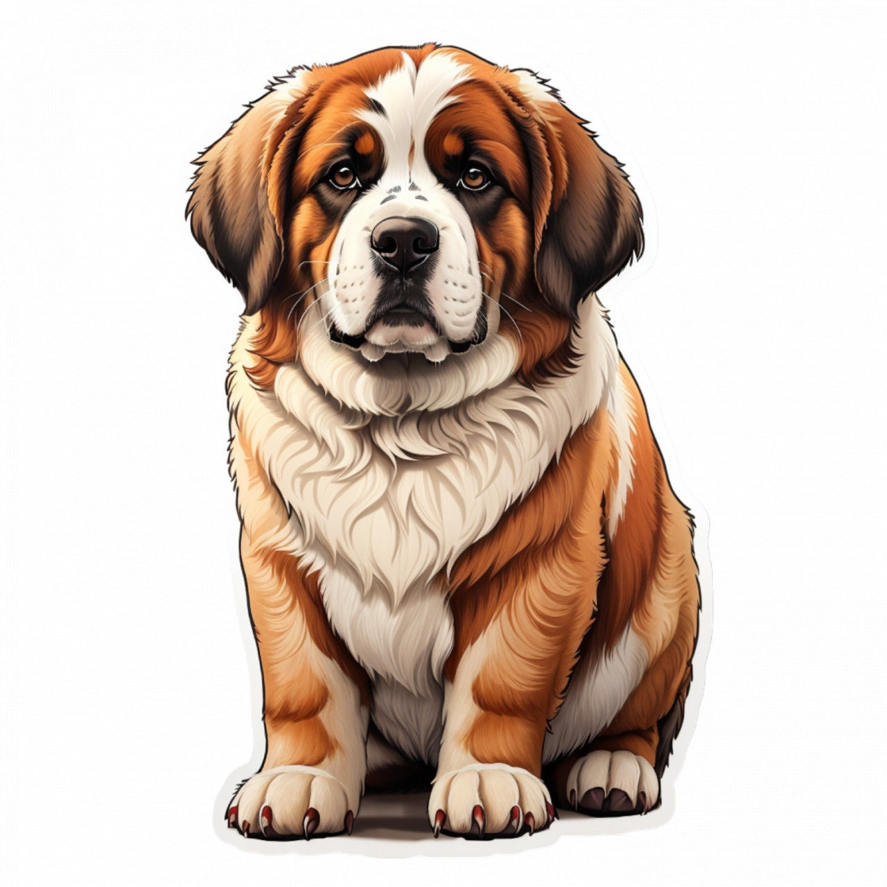 Set 12 bucati, Sticker decorativ, Caine st. Bernard, Rezistent la apa, NO3611, 6 cm, Multicolor