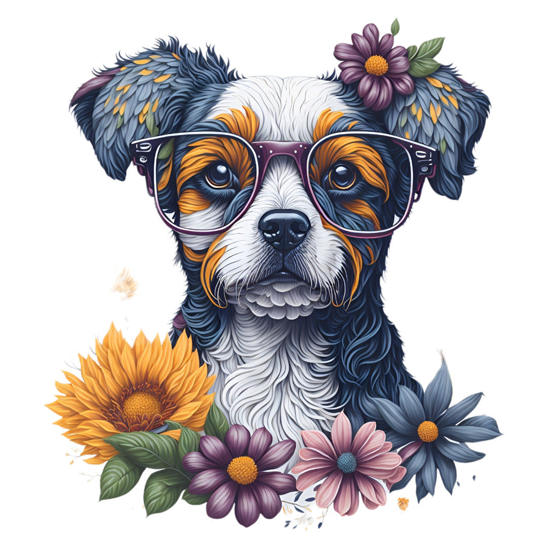 Set 12 bucati, Sticker decorativ, Cainele cu ochelari, Rezistent la apa, NO3893, 6 cm, Multicolor