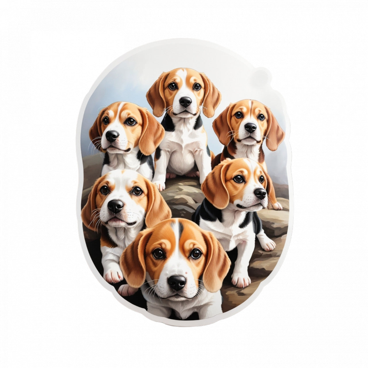 Set 12 bucati, Sticker decorativ, Caini Beagles, Rezistent la apa, NO2420, 6 cm, Multicolor