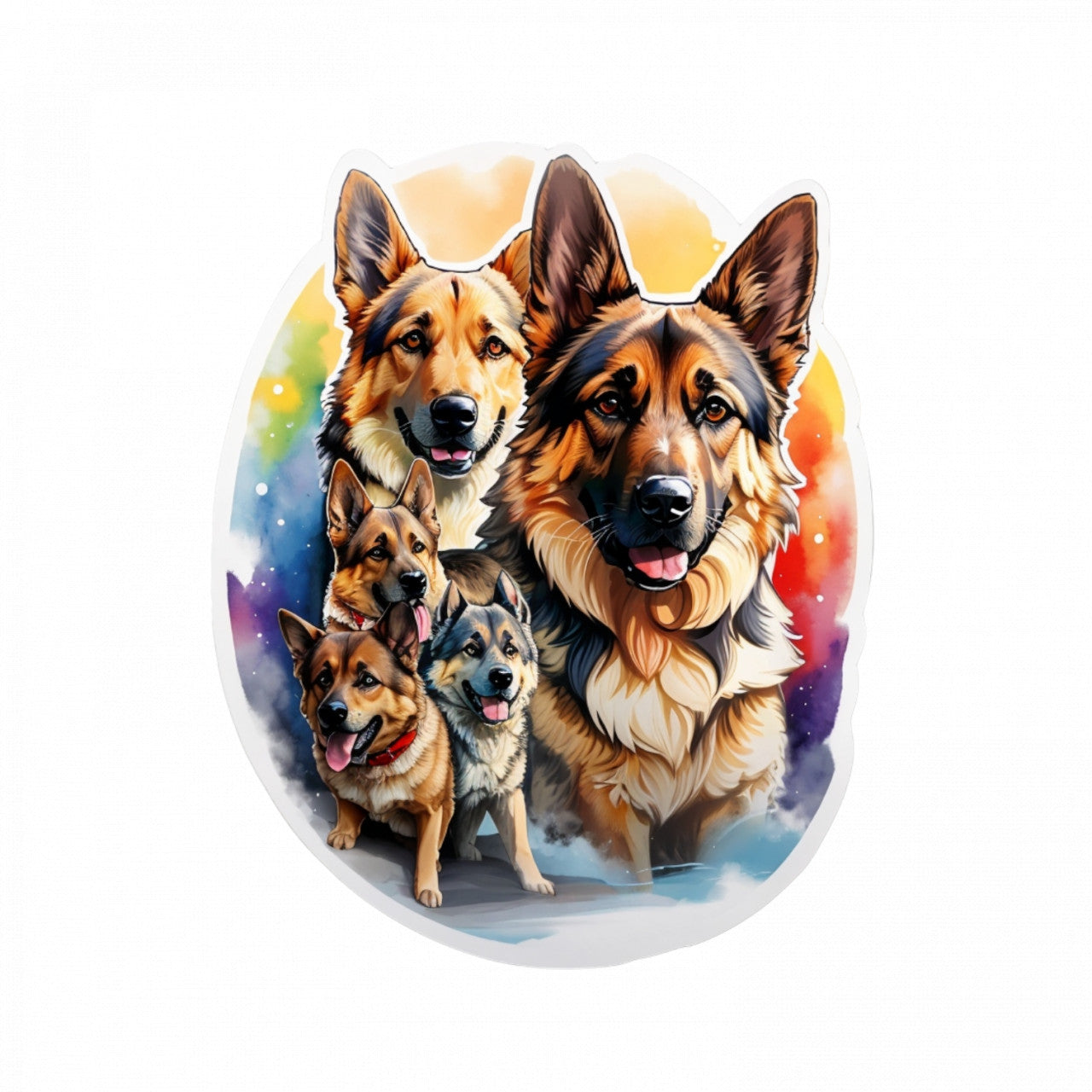 Set 12 bucati, Sticker decorativ, Caini ciobanesc german, Rezistent la apa, NO2957, 6 cm, Multicolor