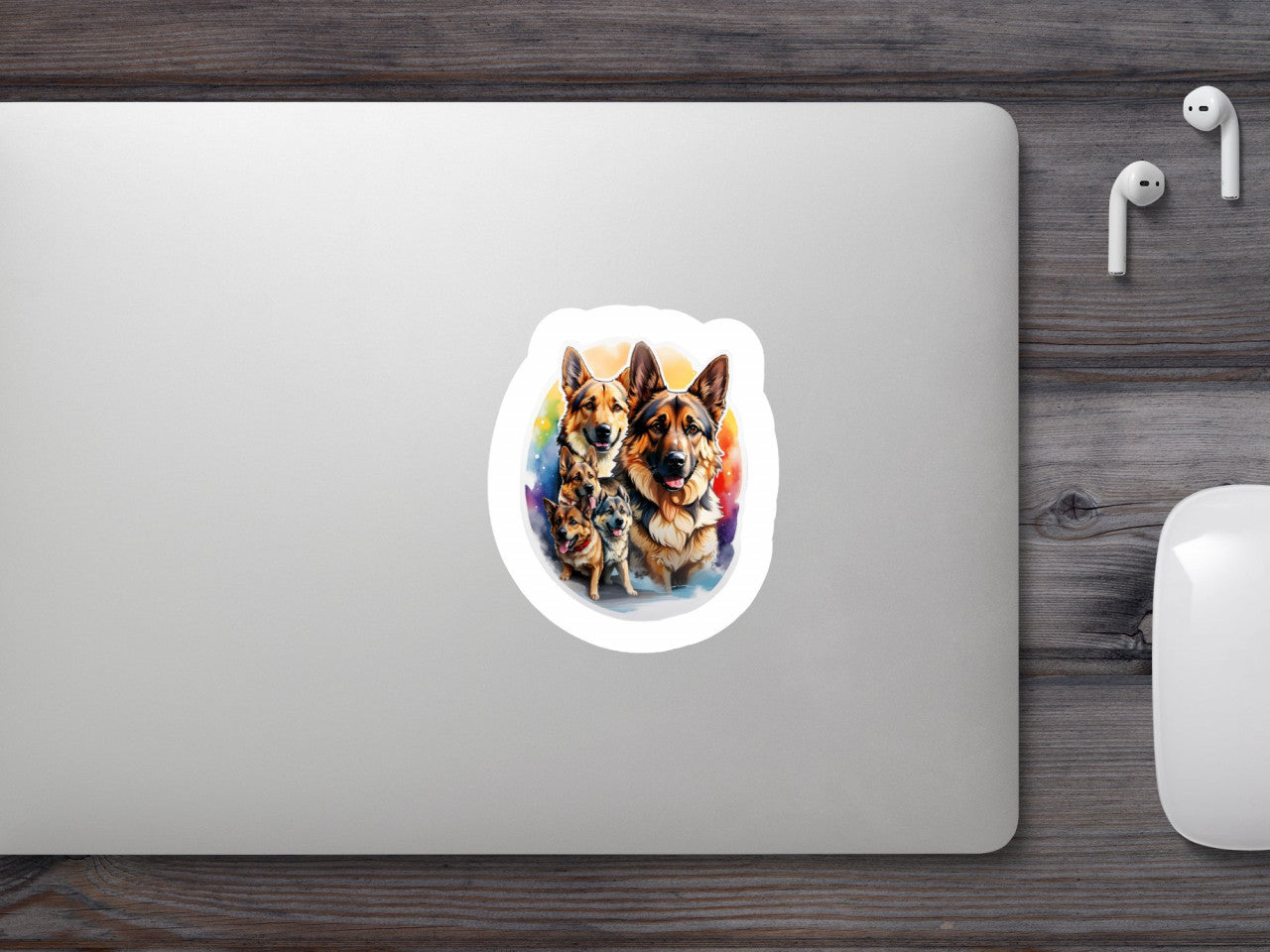 Set 12 bucati, Sticker decorativ, Caini ciobanesc german, Rezistent la apa, NO2957, 6 cm, Multicolor
