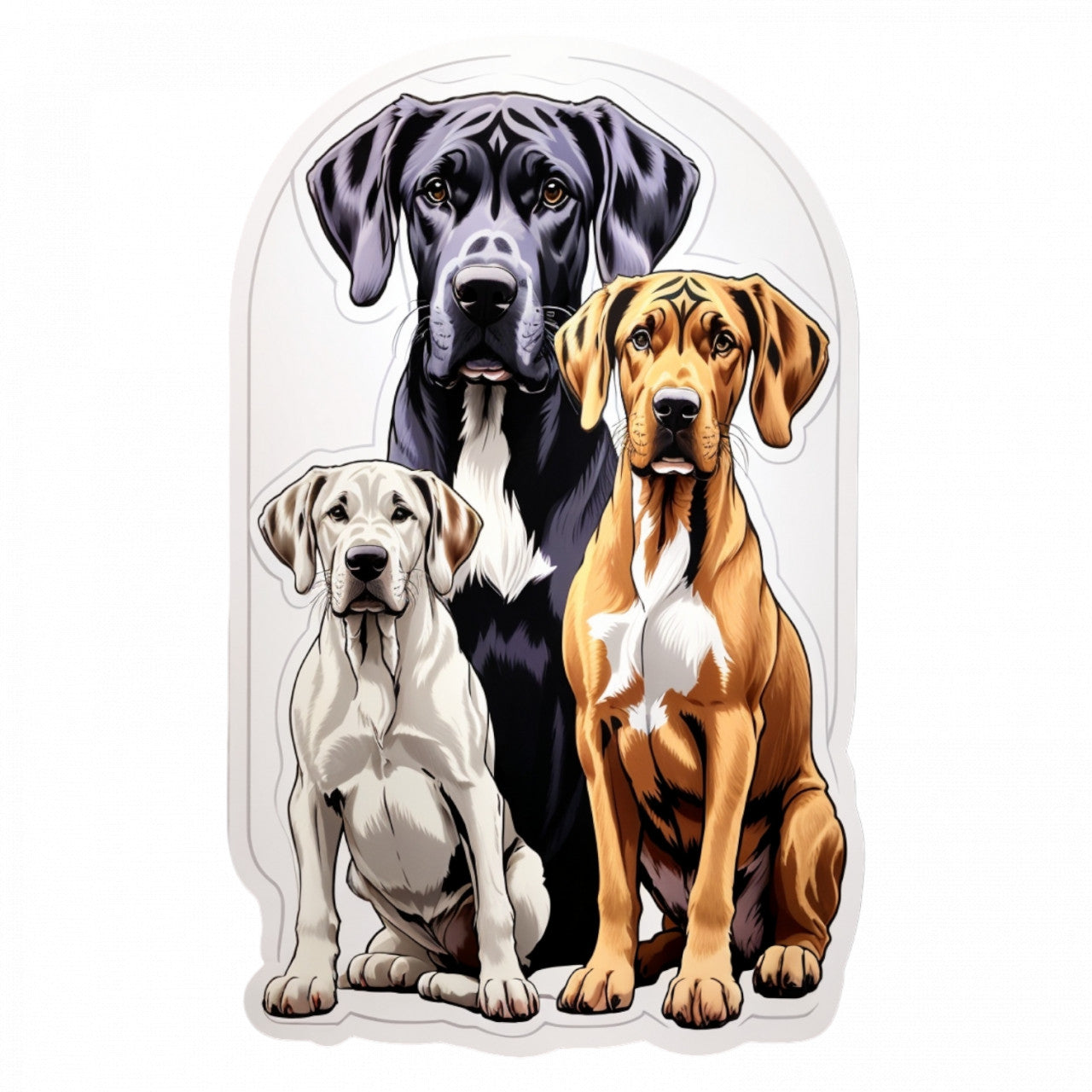 Set 12 bucati, Sticker decorativ, Caini Dog german, Rezistent la apa, NO3000, 6 cm, Multicolor
