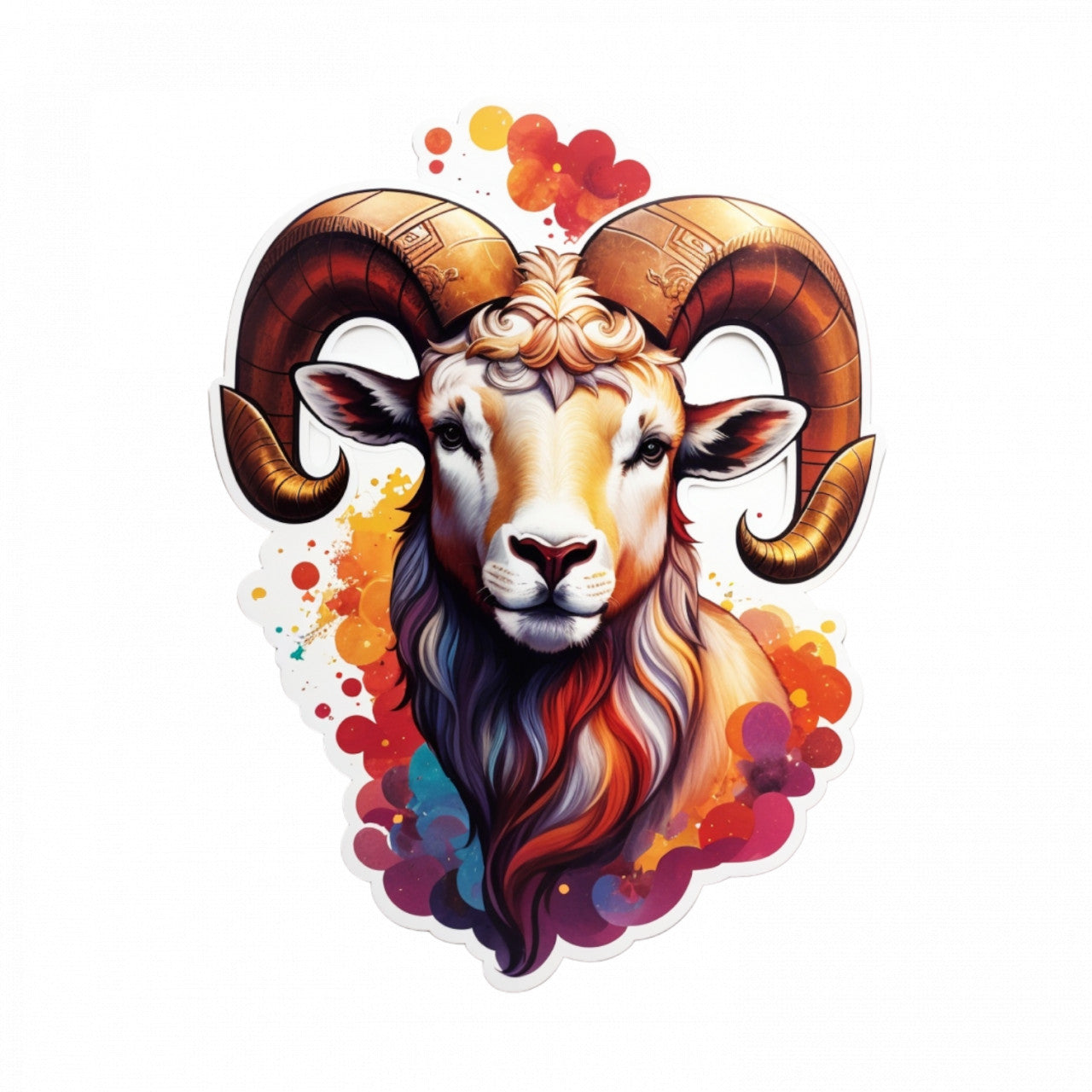 Set 12 bucati, Sticker decorativ, Cap berbec simbol zodia berbec, Rezistent la apa, NO2502, 6 cm, Multicolor