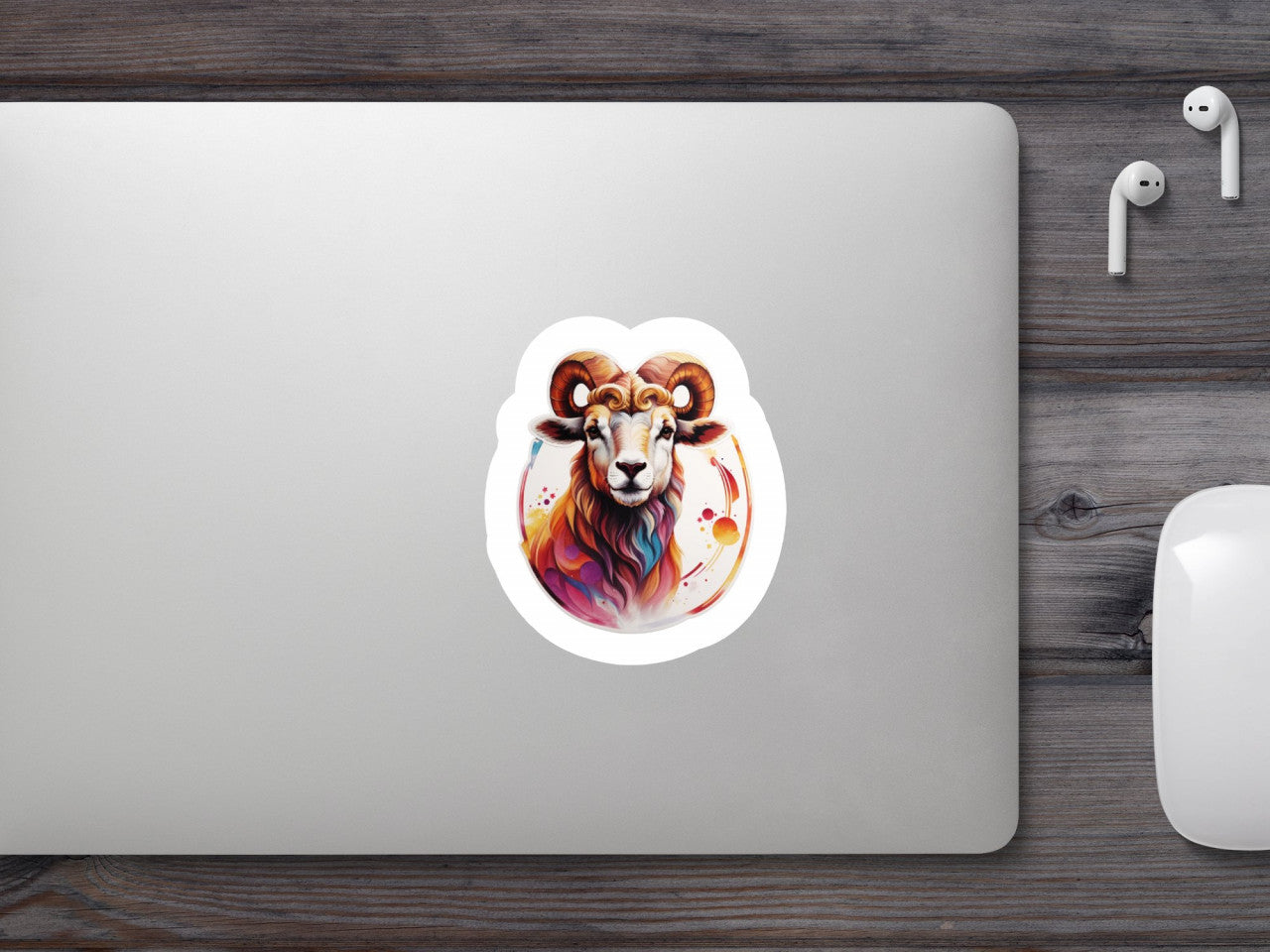 Set 12 bucati, Sticker decorativ, Cap de berbec simbol zodia berbec varianta, Rezistent la apa, NO2500, 6 cm, Multicolor