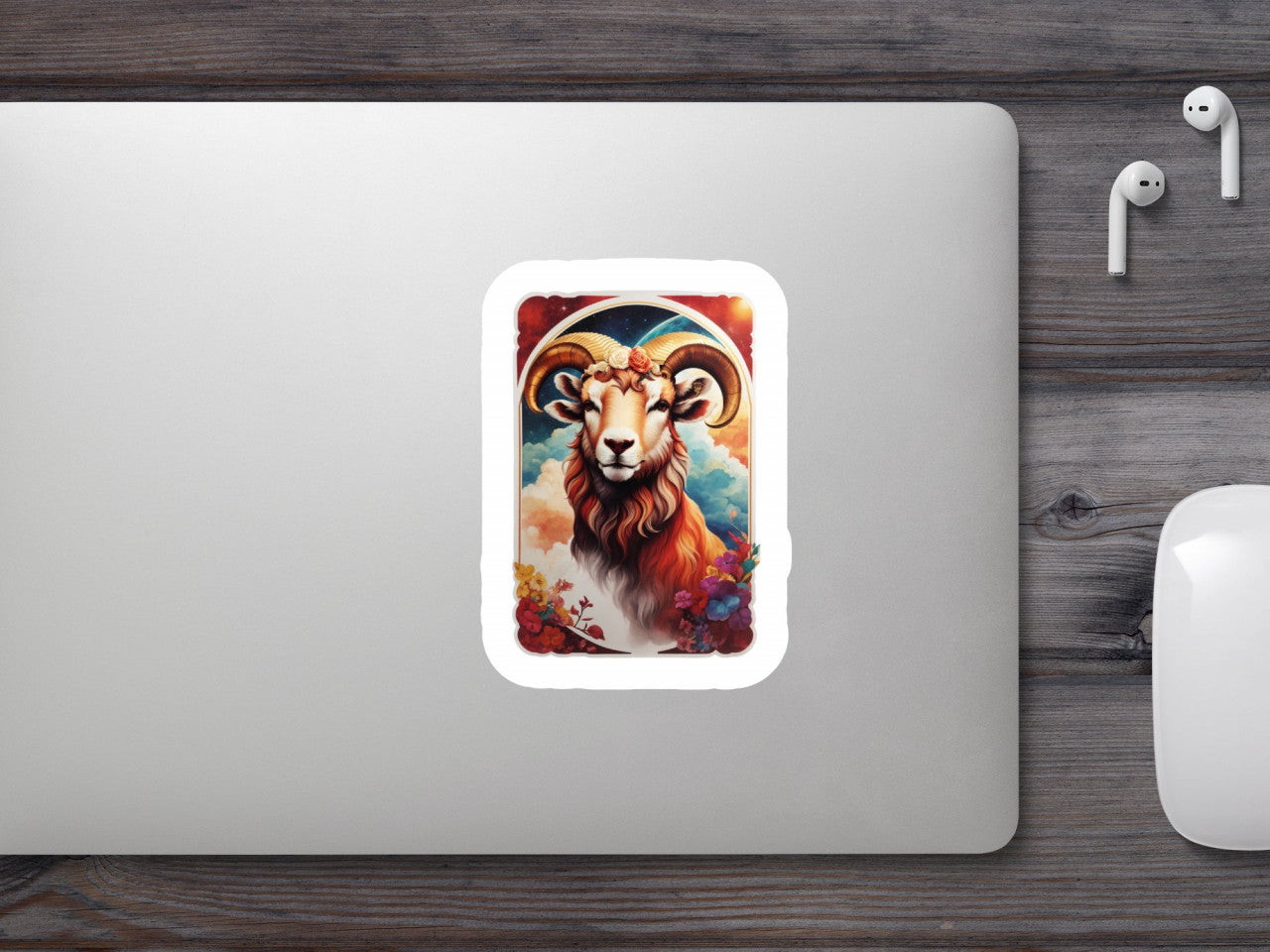 Set 12 bucati, Sticker decorativ, Cap de berbec simbol zodia berbec, Rezistent la apa, NO2501, 6 cm, Multicolor