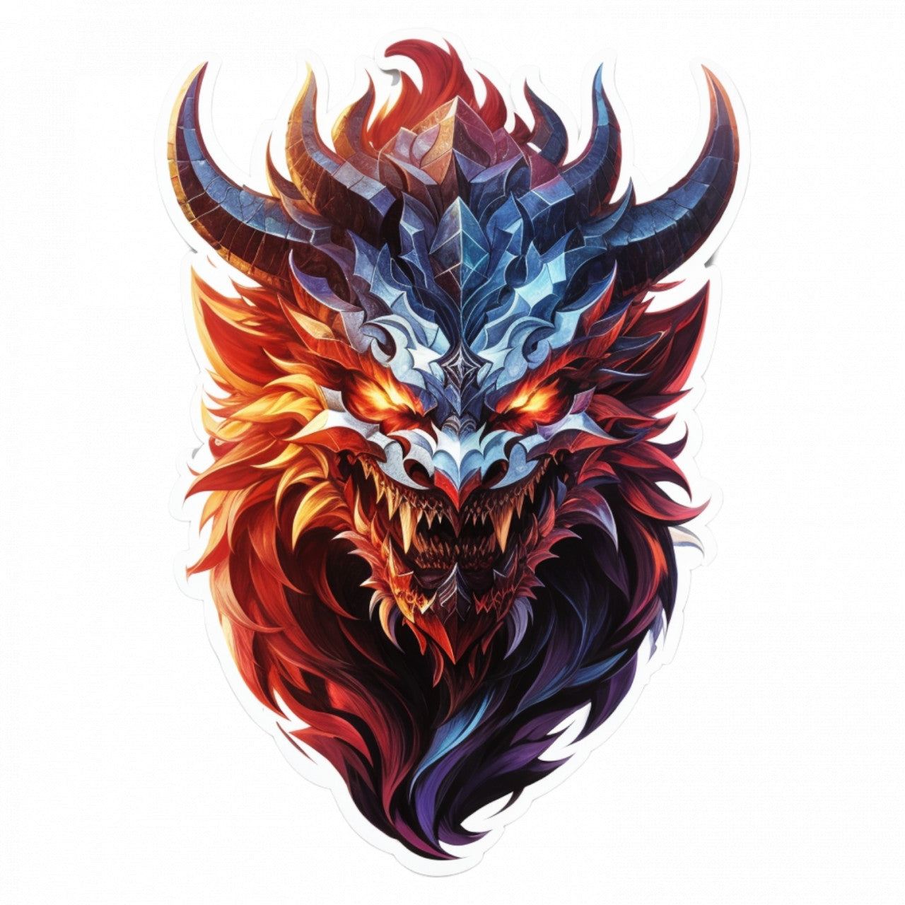 Set 12 bucati, Sticker decorativ, Cap de demon cu colti, Rezistent la apa, NO2600, 6 cm, Multicolor