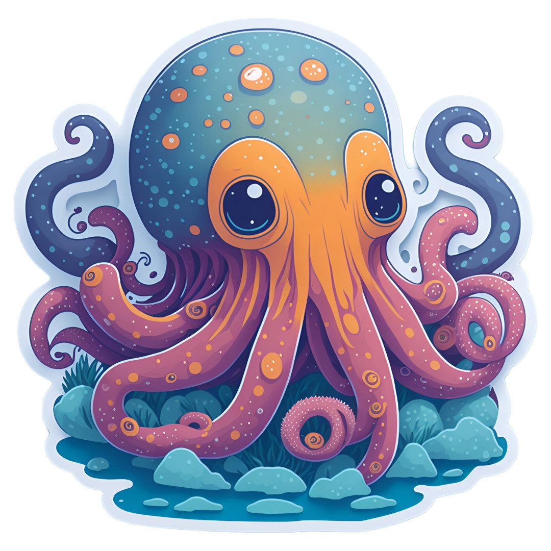 Set 12 bucati, Sticker decorativ, Caracatita pe gheata, Rezistent la apa, NO4229, 6 cm, Multicolor