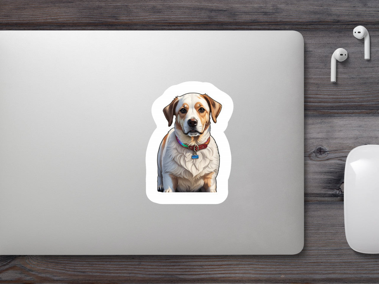 Set 12 bucati, Sticker decorativ, Catel brittany cu zgarda, Rezistent la apa, NO2628, 6 cm, Multicolor