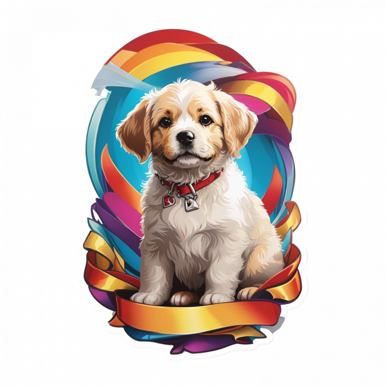 Set 12 bucati, Sticker decorativ, Catel brittany, Rezistent la apa, NO2625, 6 cm, Multicolor