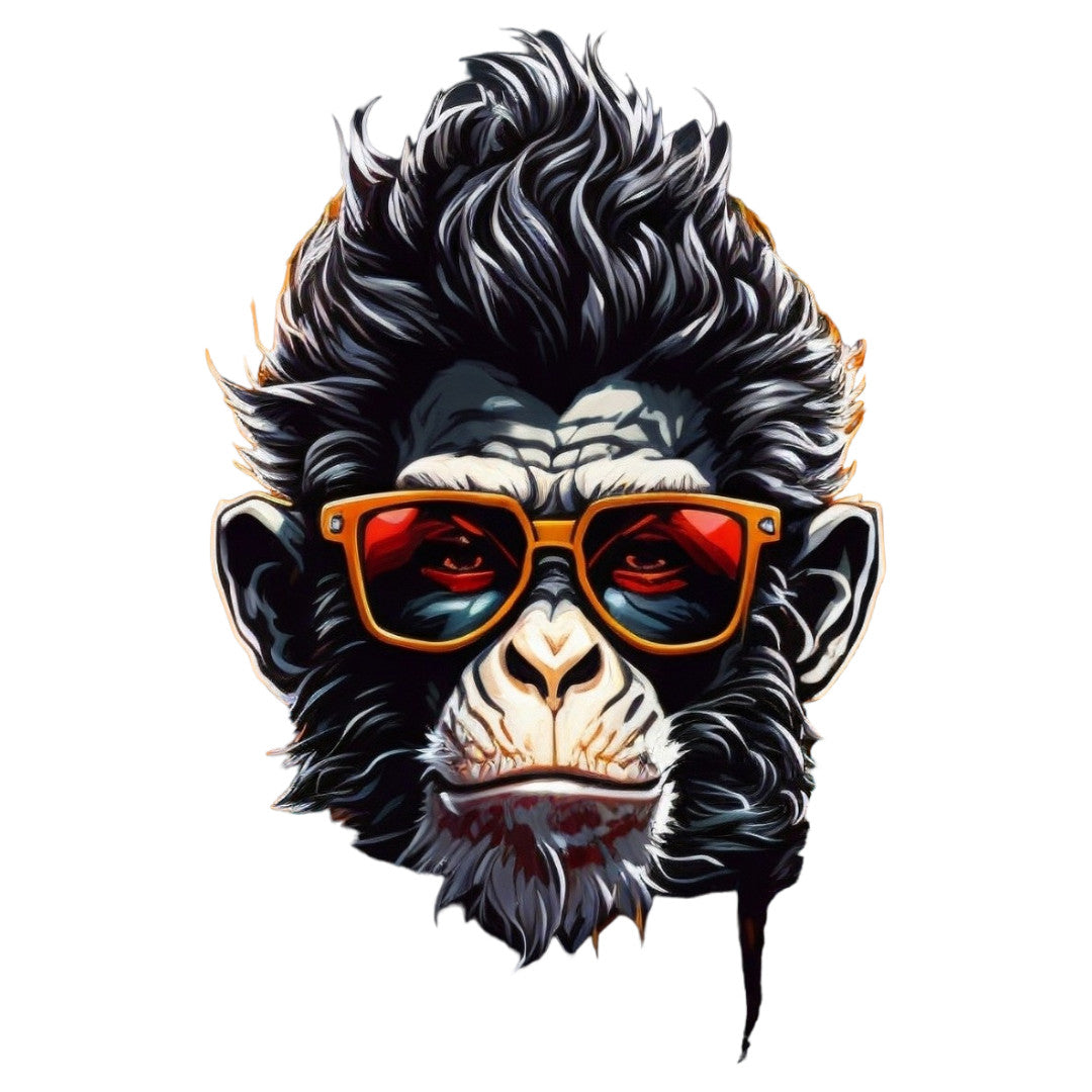 Set 12 bucati, Sticker decorativ, Cimpanzeu cu ochelari, Rezistent la apa, NO3999, 6 cm, Multicolor