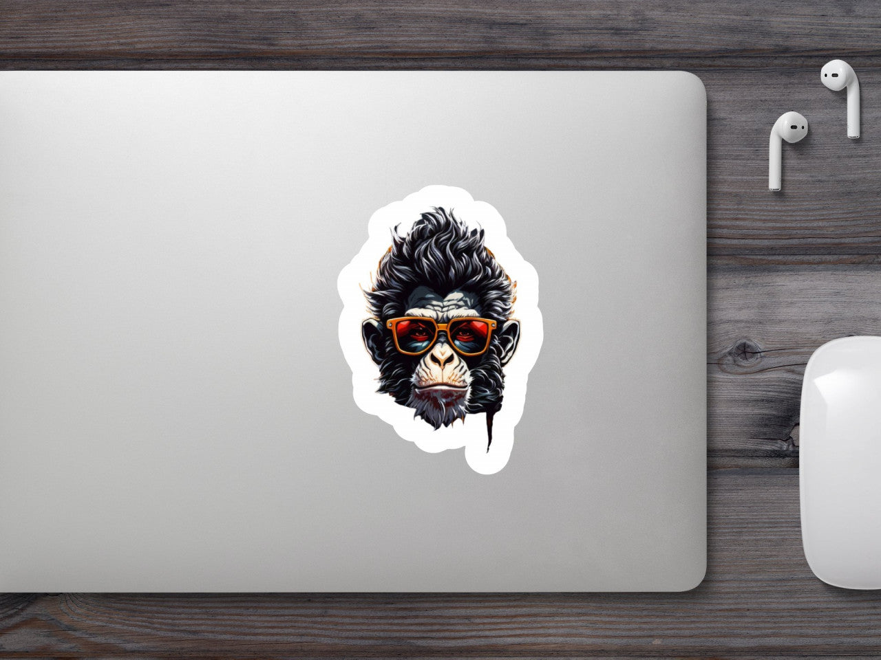 Set 12 bucati, Sticker decorativ, Cimpanzeu cu ochelari, Rezistent la apa, NO3999, 6 cm, Multicolor