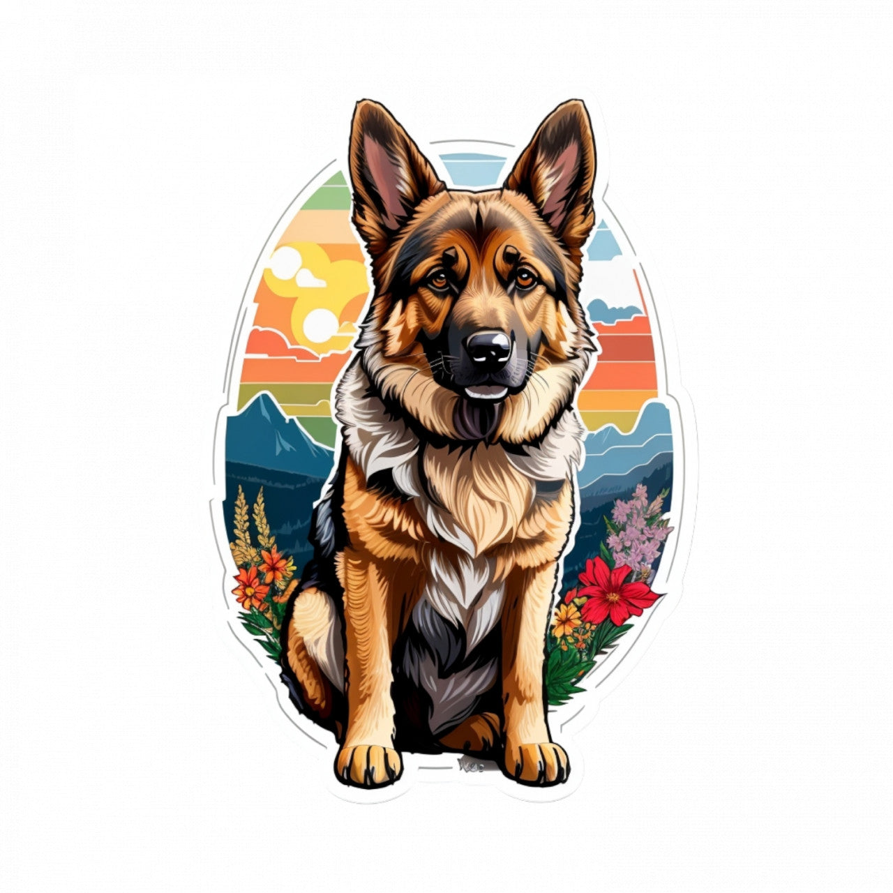 Set 12 bucati, Sticker decorativ, Ciobanesc german, Rezistent la apa, NO2954, 6 cm, Multicolor