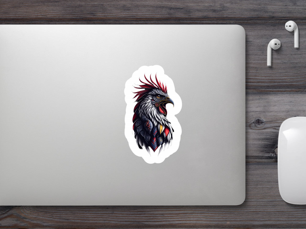 Set 12 bucati, Sticker decorativ, Cocosul galic, Rezistent la apa, NO3870, 6 cm, Multicolor