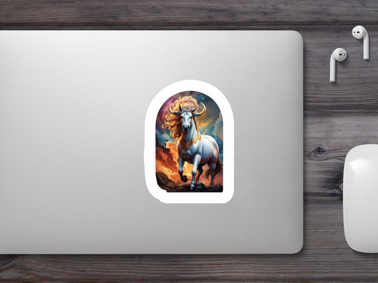 Set 12 bucati, Sticker decorativ, Creatura mitologica Centaur cu coarne, Rezistent la apa, NO2709, 6 cm, Multicolor