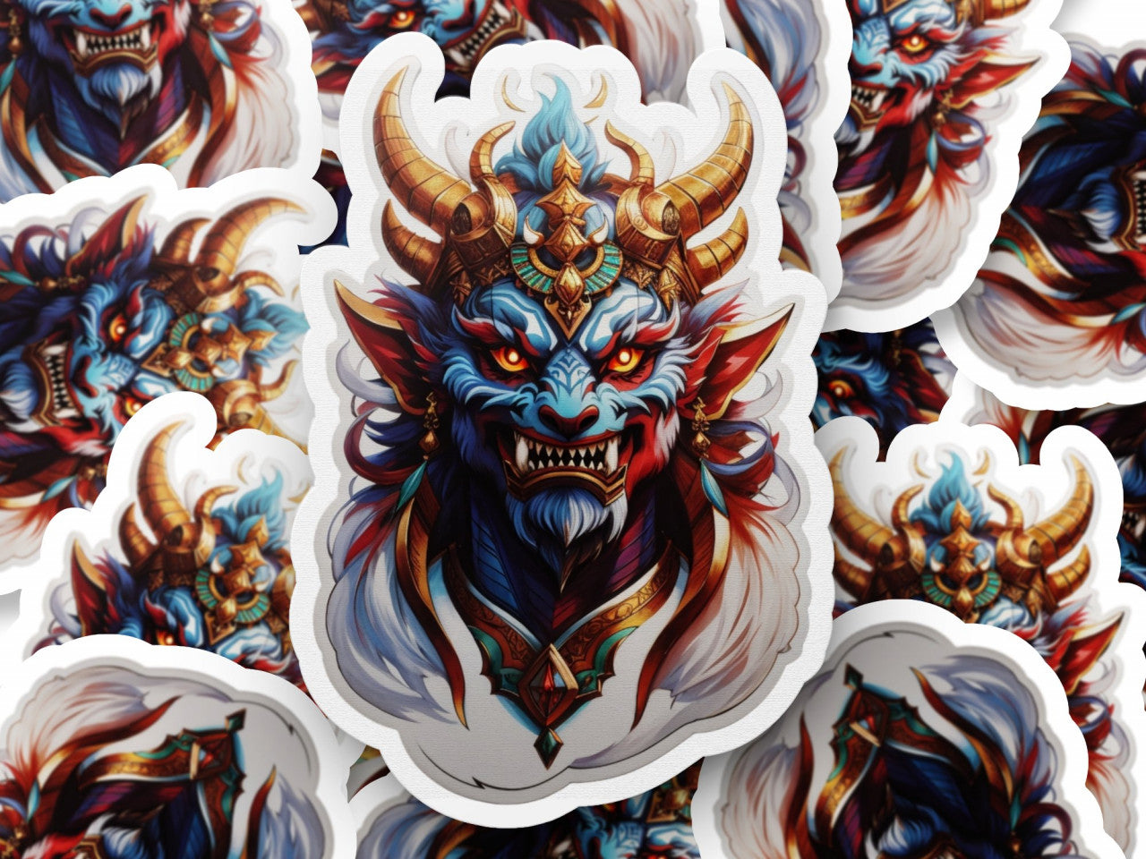 Set 12 bucati, Sticker decorativ, Demonul Paimon, Rezistent la apa, NO3353, 6 cm, Multicolor