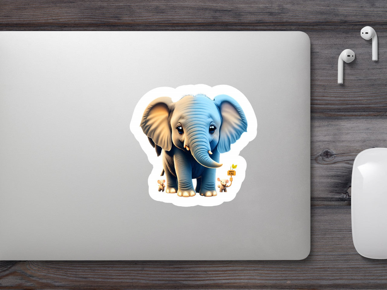 Set 12 bucati, Sticker decorativ, Elefantul cu trompa ascutita, Rezistent la apa, NO4310, 6 cm, Multicolor