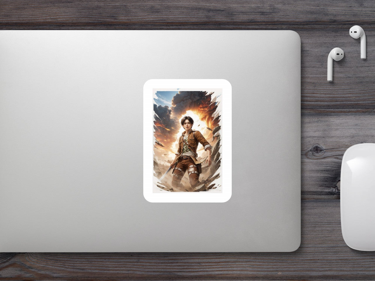 Set 12 bucati, Sticker decorativ, Eren in lupta, Rezistent la apa, NO4406, 6 cm, Multicolor