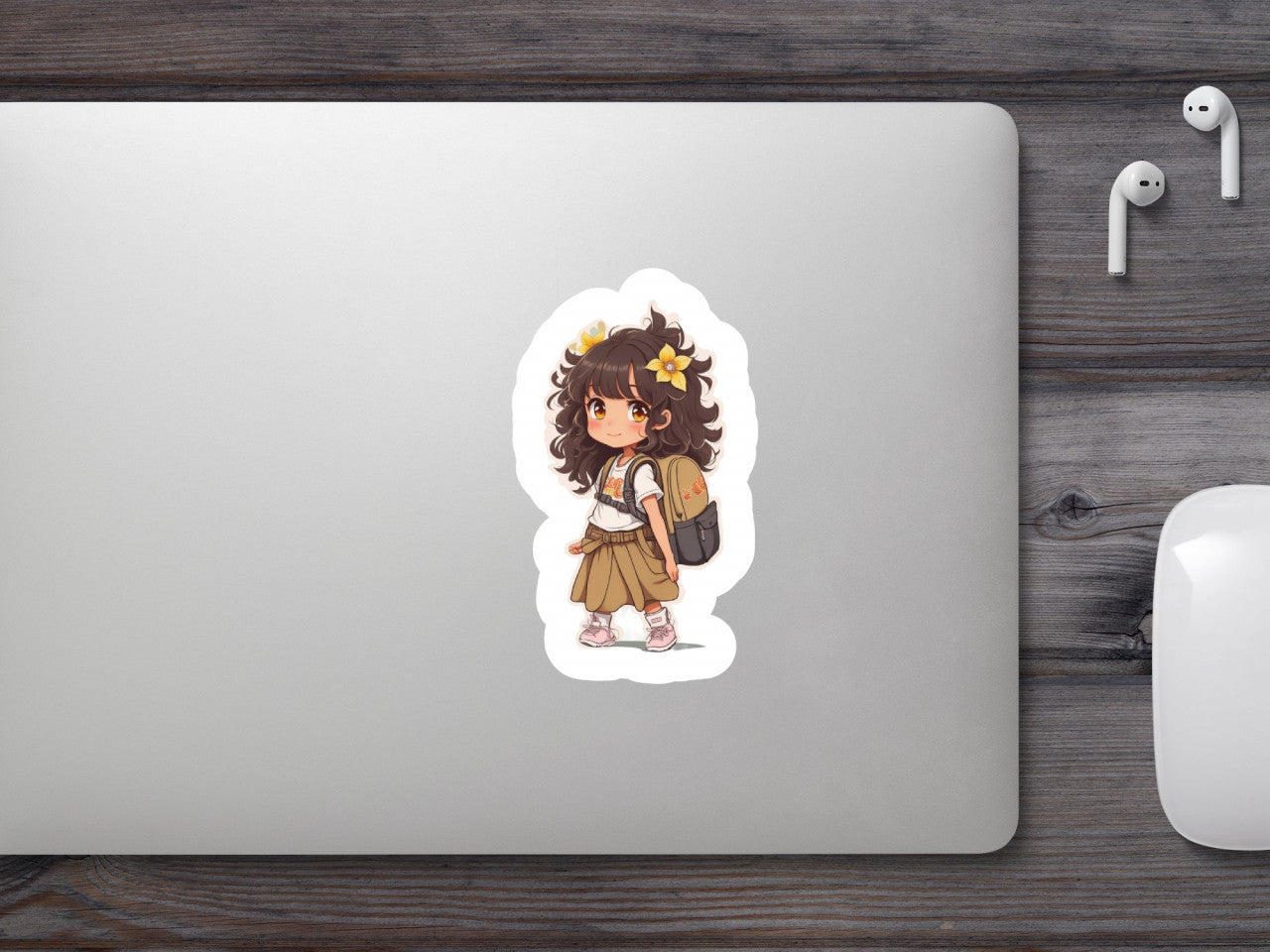 Set 12 bucati, Sticker decorativ, Fetita cu ghiozdan, Rezistent la apa, NO3890, 6 cm, Multicolor