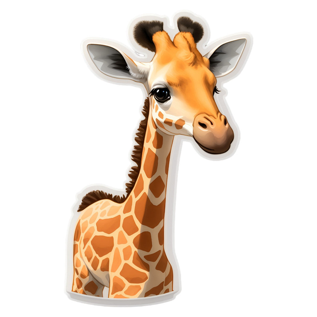 Set 12 bucati, Sticker decorativ, Girafa pui, Rezistent la apa, NO3942, 6 cm, Multicolor