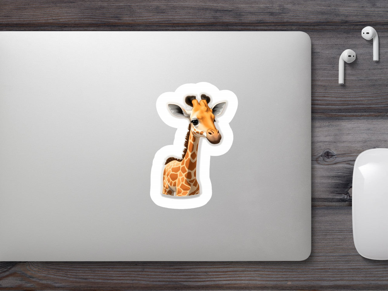 Set 12 bucati, Sticker decorativ, Girafa pui, Rezistent la apa, NO3942, 6 cm, Multicolor