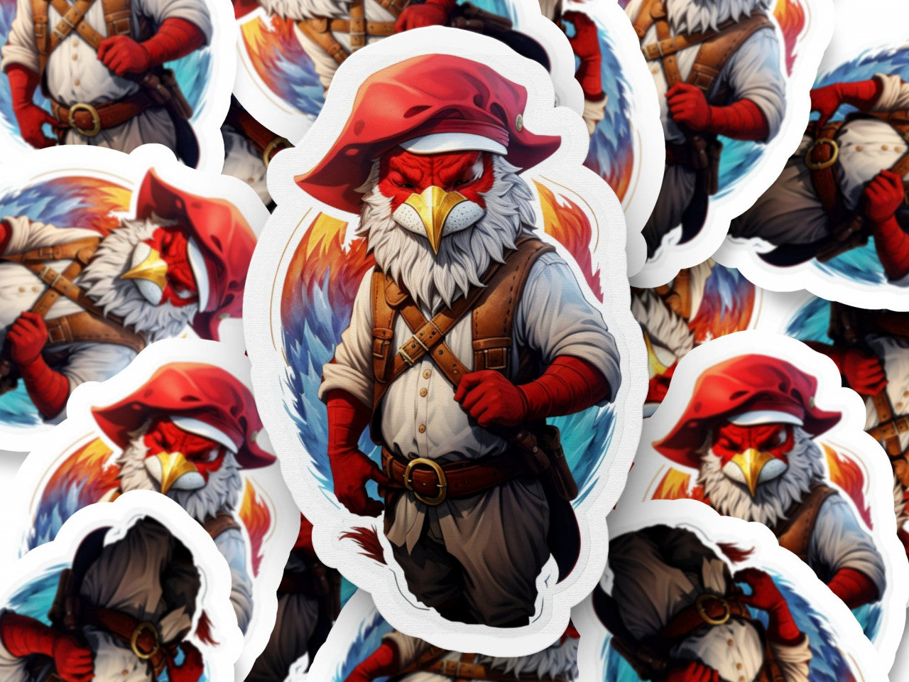 Set 12 bucati, Sticker decorativ, Goblin Redcap cu rucsac, Rezistent la apa, NO3478, 6 cm, Multicolor