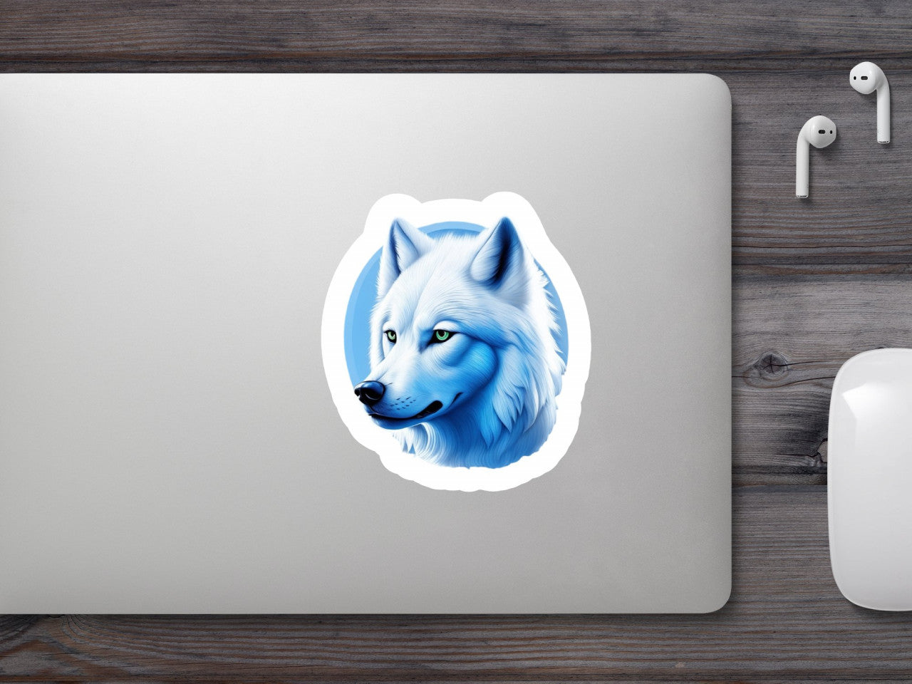 Set 12 bucati, Sticker decorativ, Lup alb, Rezistent la apa, NO4255, 6 cm, Multicolor