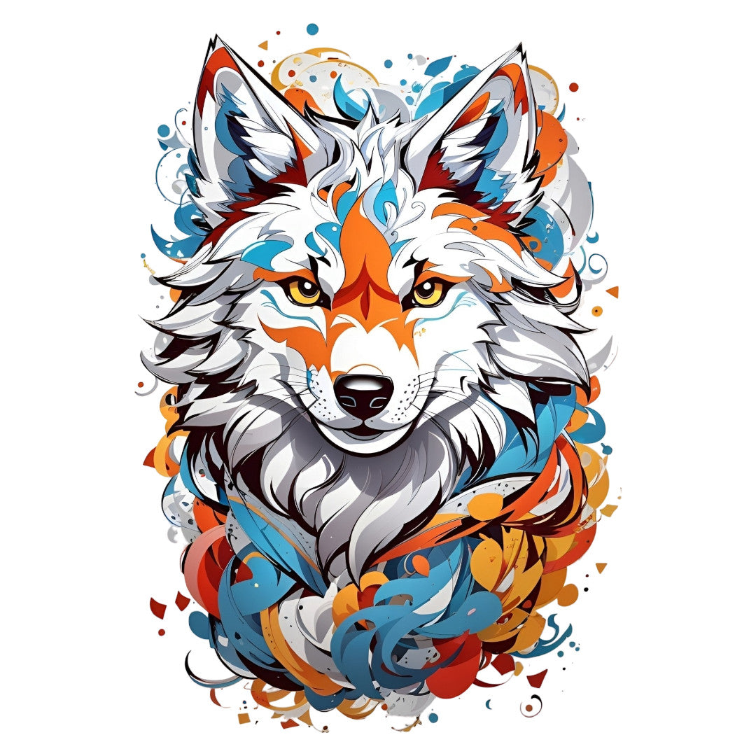 Set 12 bucati, Sticker decorativ, Lupul argintiu, Rezistent la apa, NO4052, 6 cm, Multicolor