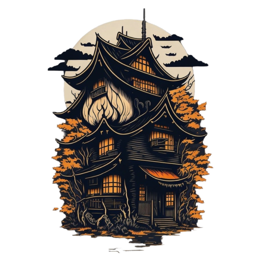 Set 12 bucati, Sticker decorativ, Pagoda japoneza, Rezistent la apa, NO4662, 6 cm, Multicolor