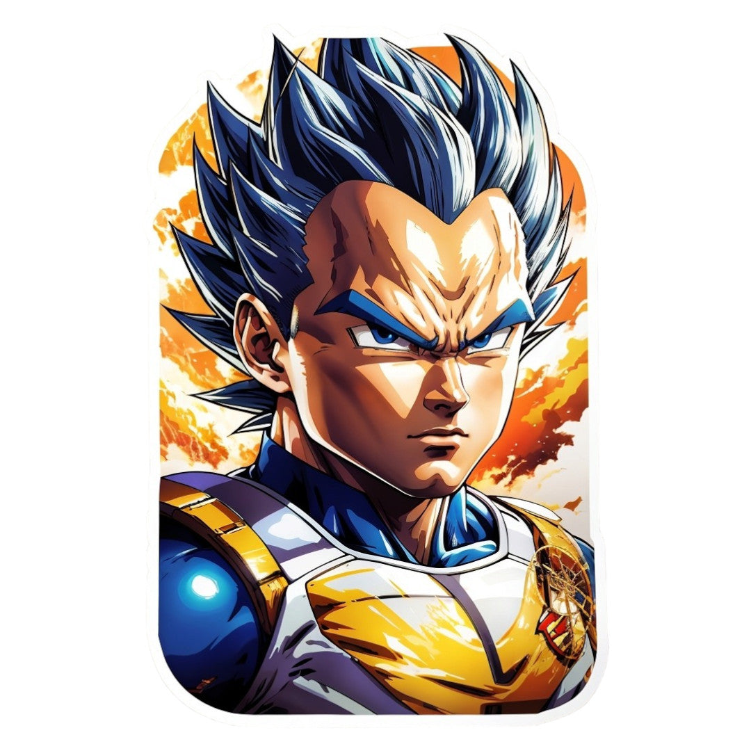 Set 12 bucati, Sticker decorativ, Personaj Vegeta Dragon Ball suparat, Rezistent la apa, NO4560, 6 cm, Multicolor