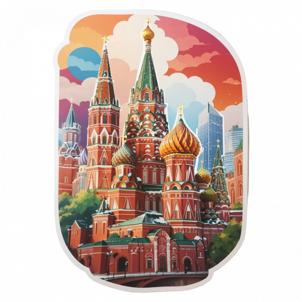 Set 12 bucati, Sticker decorativ, Piata rosie Moscova, Rezistent la apa, NO3281, 6 cm, Multicolor