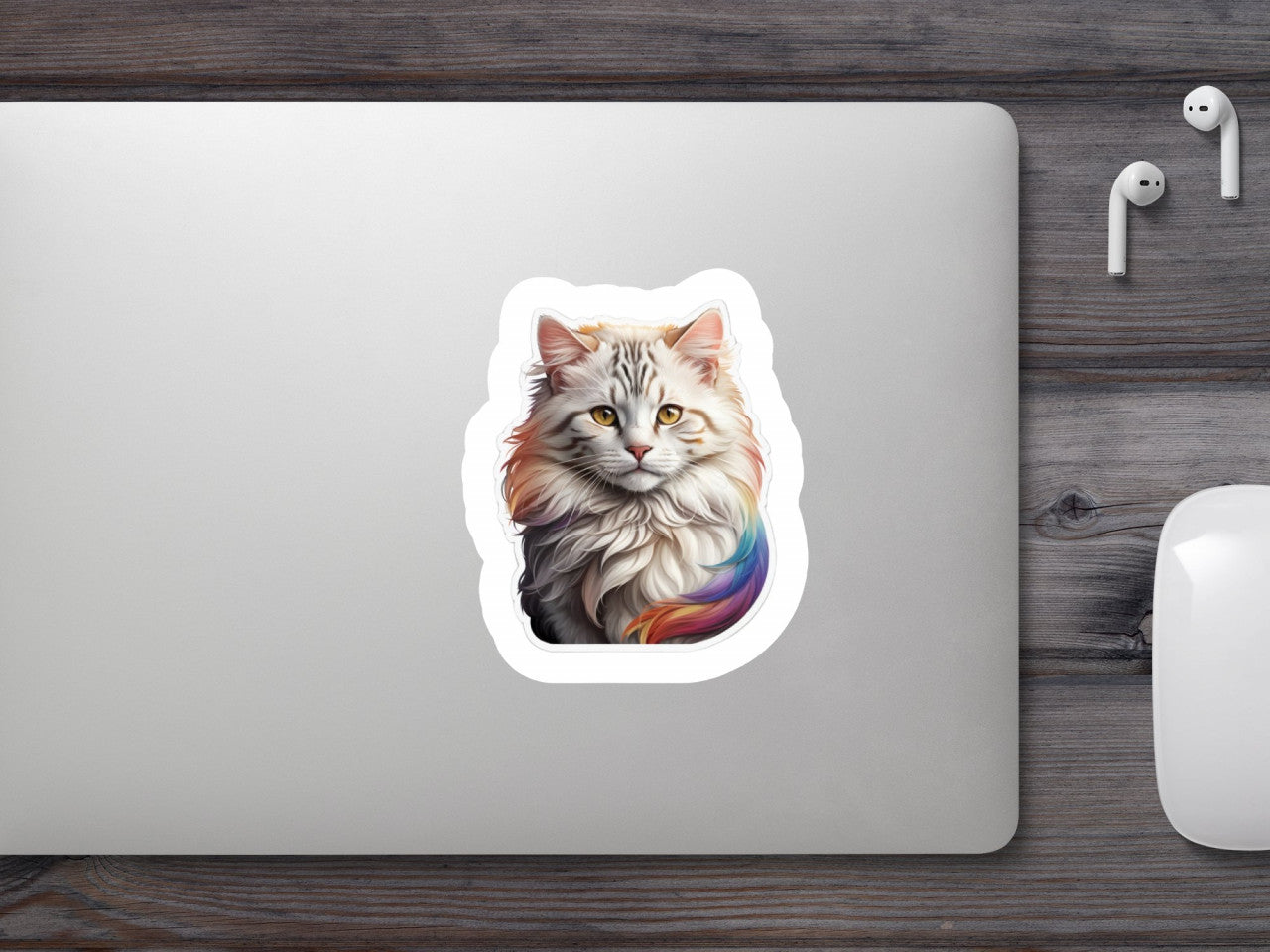 Set 12 bucati, Sticker decorativ, Pisica American Curl, Rezistent la apa, NO2555, 6 cm, Multicolor