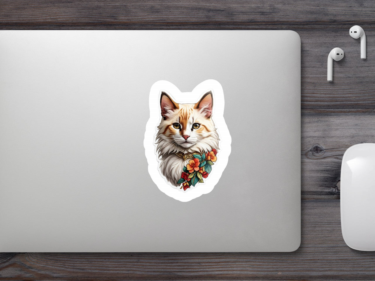 Set 12 bucati, Sticker decorativ, Pisica balineza cu medalion, Rezistent la apa, NO2439, 6 cm, Multicolor