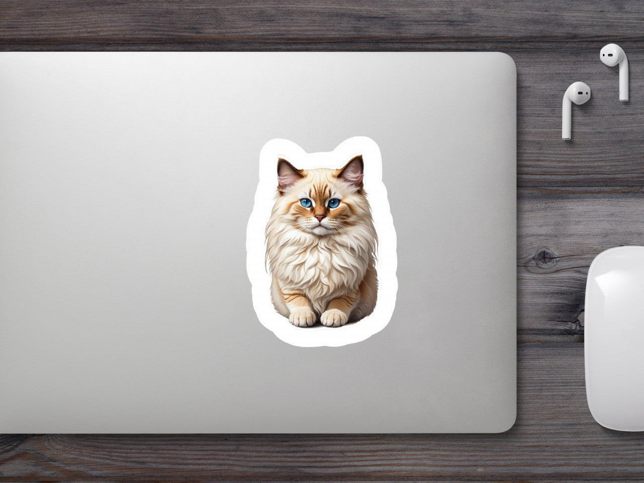 Set 12 bucati, Sticker decorativ, Pisica birmaneza, Rezistent la apa, NO2372, 6 cm, Multicolor