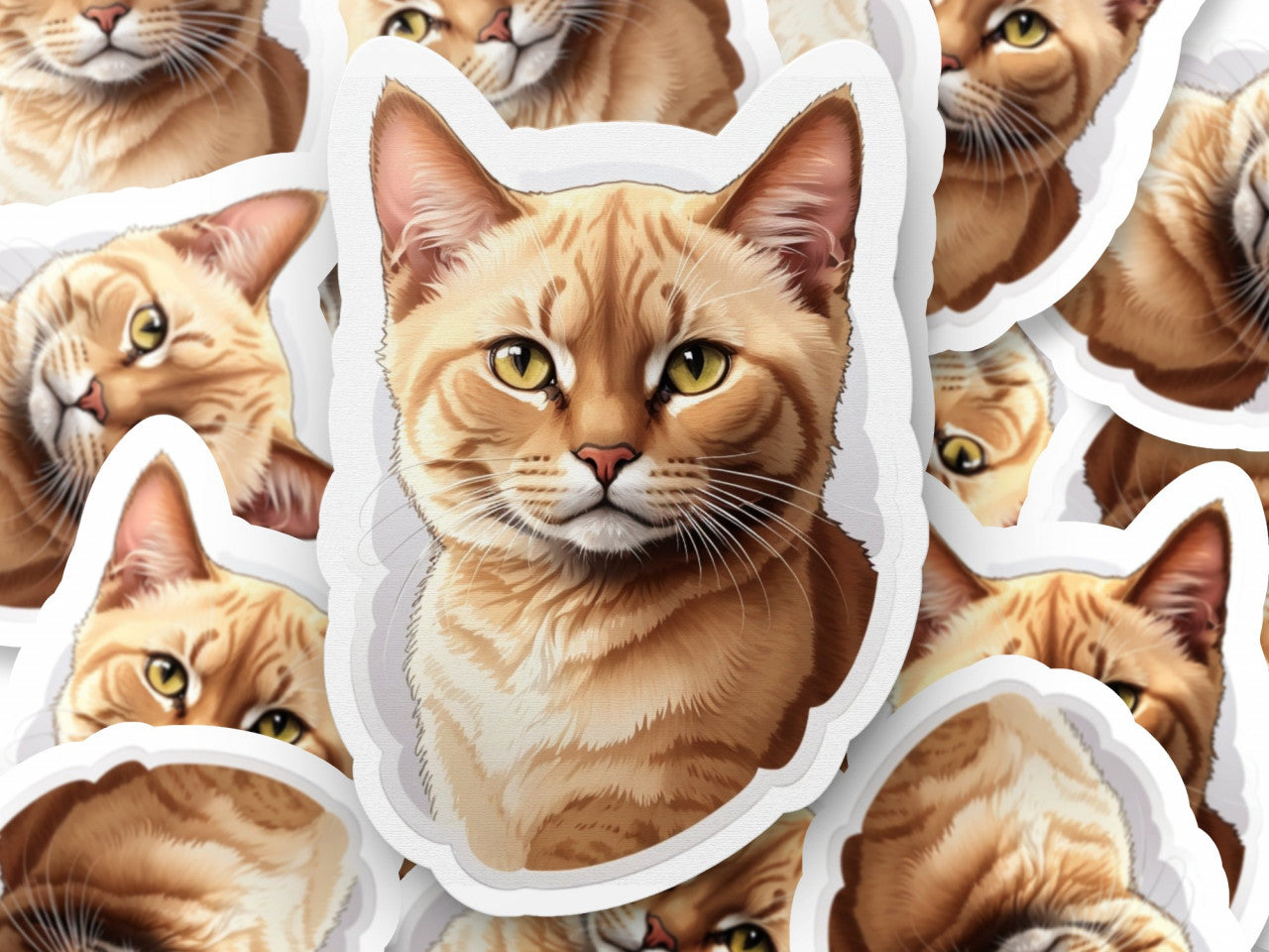 Set 12 bucati, Sticker decorativ, Pisica Burmese, Rezistent la apa, NO2644, 6 cm, Multicolor