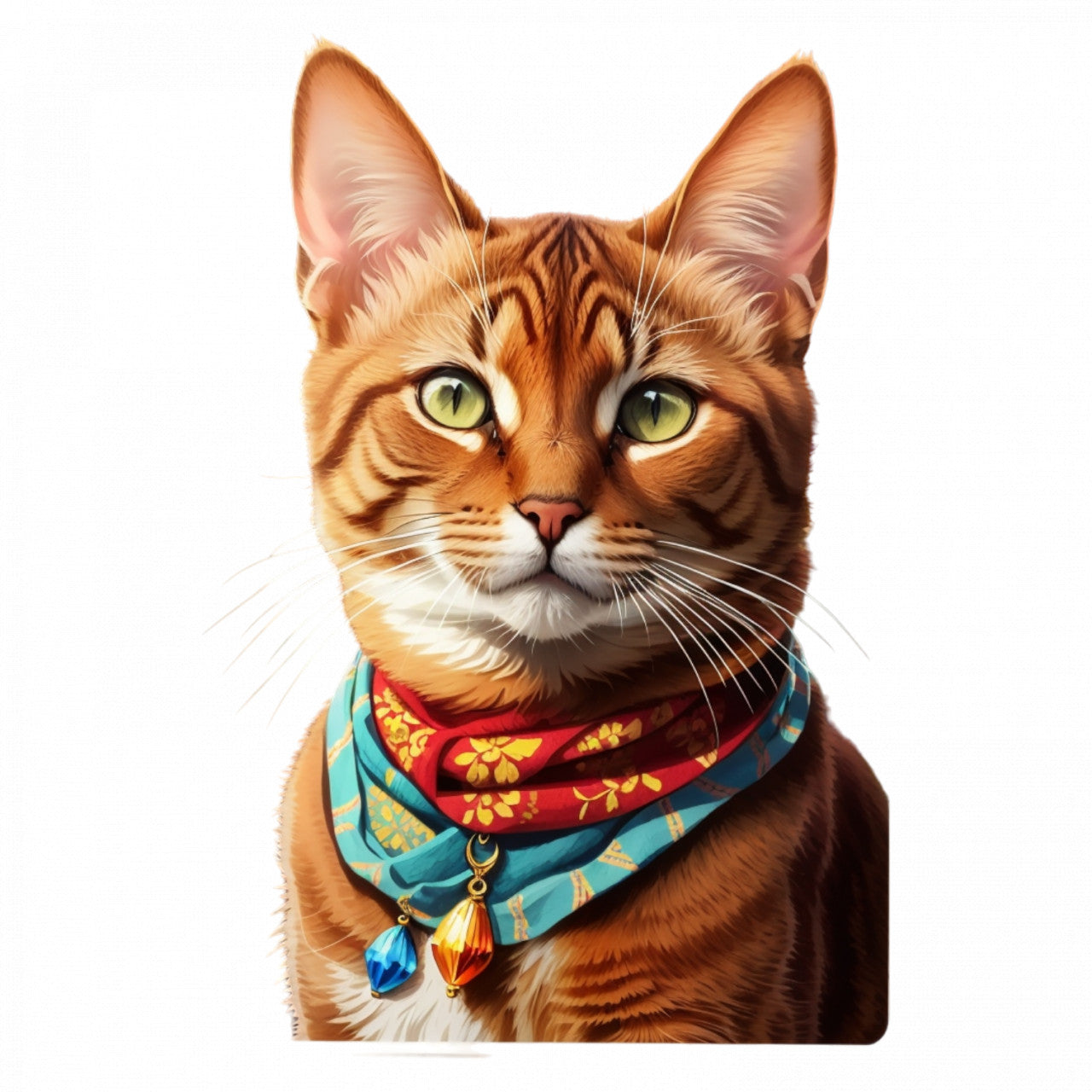 Set 12 bucati, Sticker decorativ, Pisica cu medalion, Rezistent la apa, NO2593, 6 cm, Multicolor