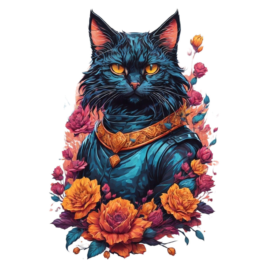 Set 12 bucati, Sticker decorativ, Pisica cu medalion, Rezistent la apa, NO4659, 6 cm, Multicolor