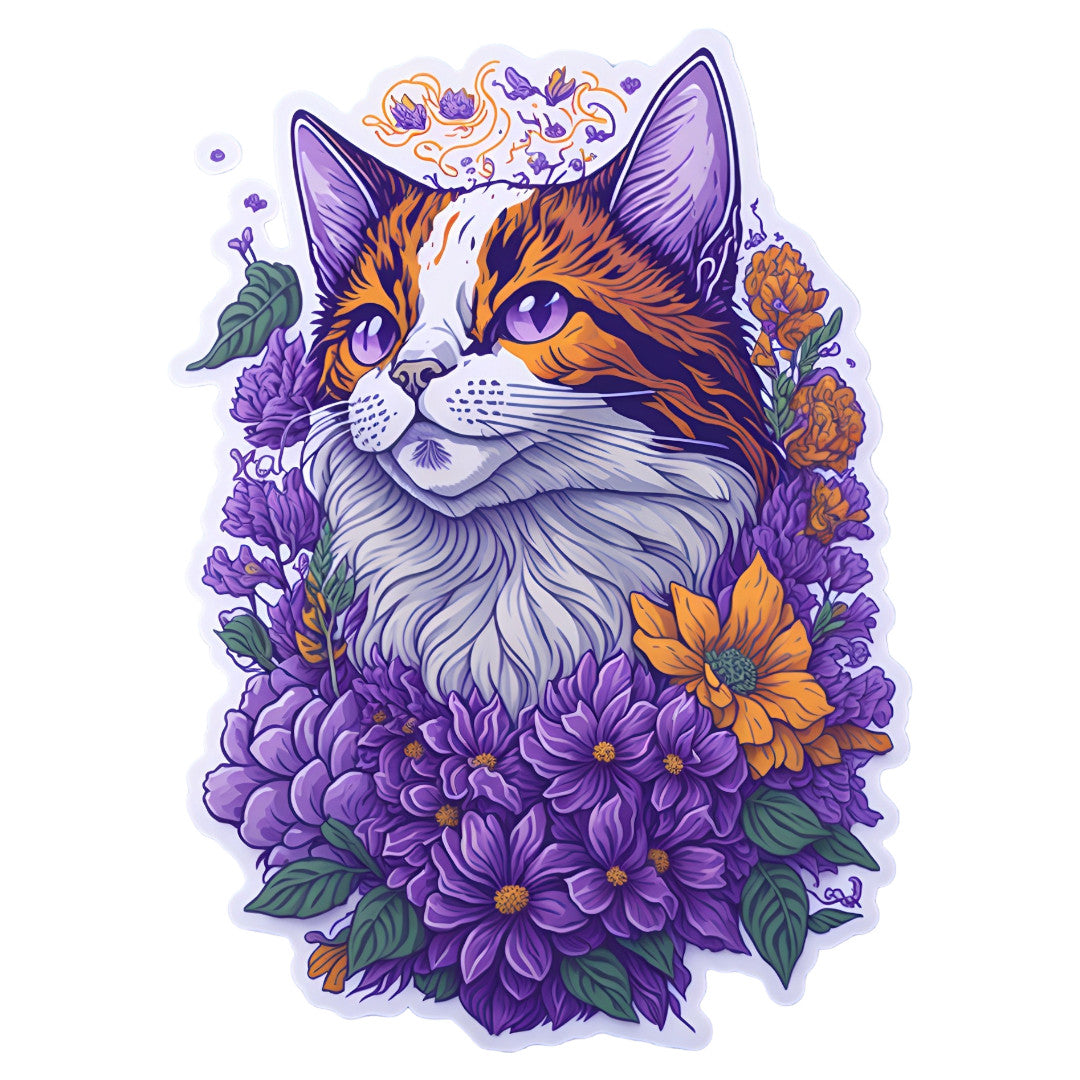 Set 12 bucati, Sticker decorativ, Pisica de gradina, Rezistent la apa, NO4241, 6 cm, Multicolor